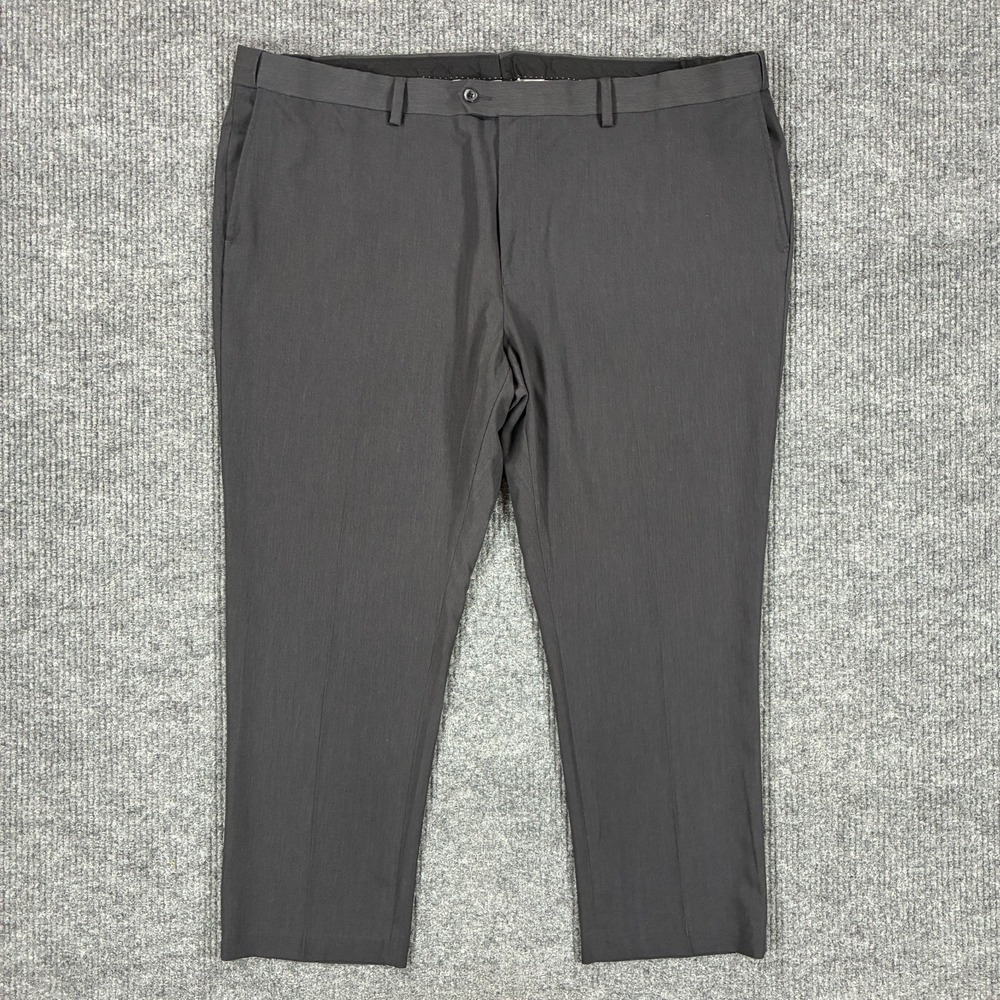 GS Perfect Fit Dress Pants Mens 50x30 Gray Flat Front Career Office Big Tall